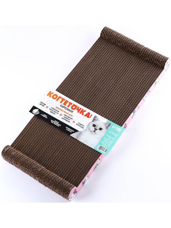 Когтеточка из картона с кошачьей мятой «Котик», 45 см х 20 см х 4,5 см