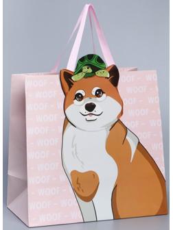 Пакет подарочный «Собака», 30 × 30 × 15 см