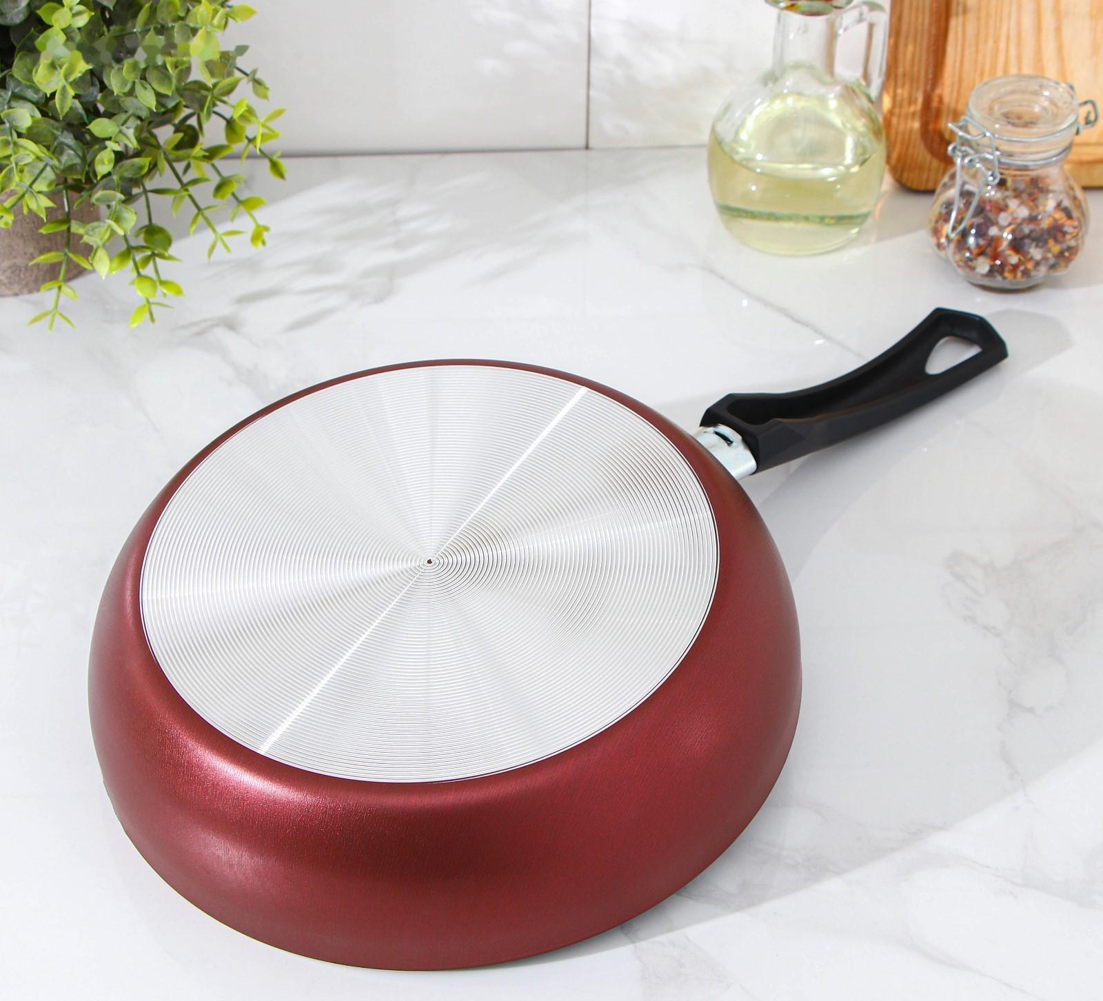 Сковорода Promo, d=24 см, пластиковая ручка, антипригарное покрытие, цвет бордовый