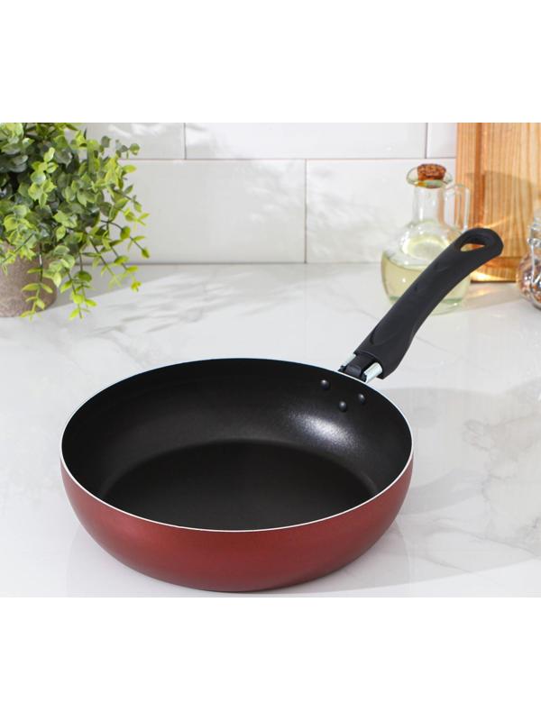 Сковорода Promo, d=24 см, пластиковая ручка, антипригарное покрытие, цвет бордовый