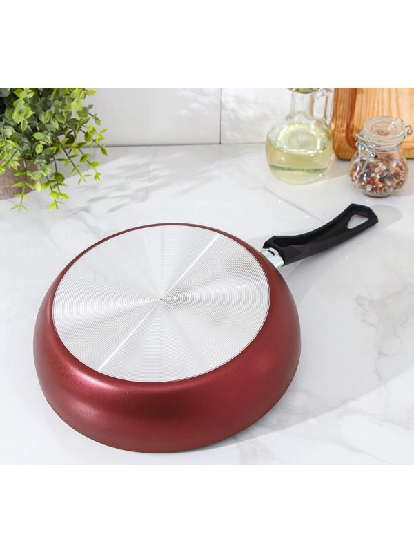 Сковорода Promo, d=24 см, пластиковая ручка, антипригарное покрытие, цвет бордовый