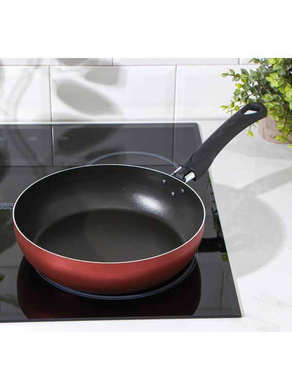 Сковорода Promo, d=24 см, пластиковая ручка, антипригарное покрытие, цвет бордовый