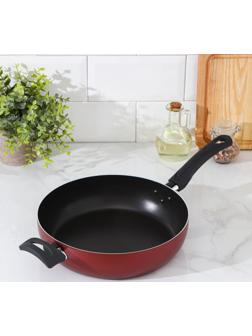 Сковорода Promo, d=26 см, пластиковая ручка, антипригарное покрытие, цвет бордовый