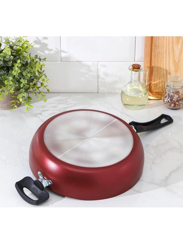 Сковорода Promo, d=26 см, пластиковая ручка, антипригарное покрытие, цвет бордовый