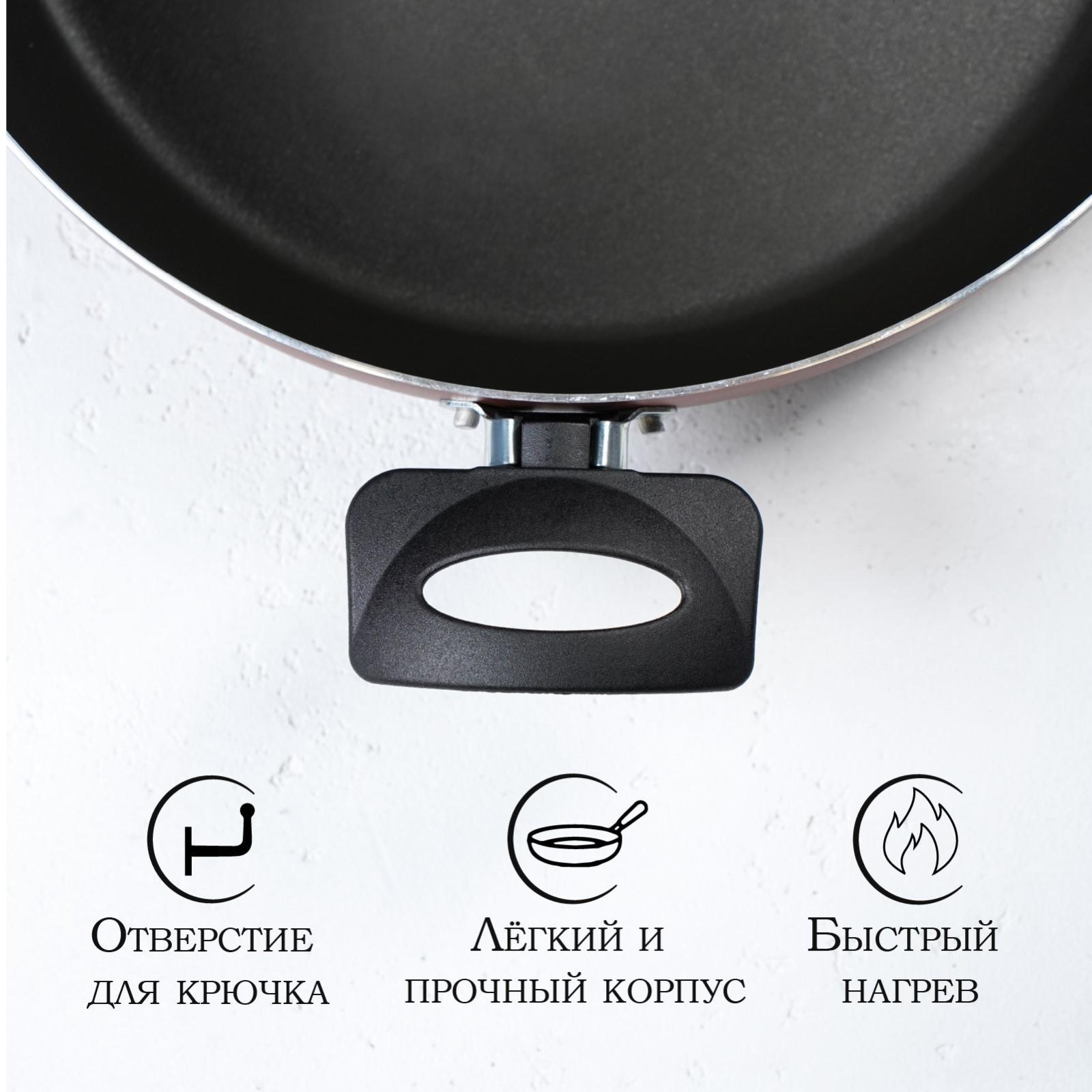 Сковорода Promo, d=28 см, пластиковая ручка, антипригарное покрытие, цвет бордовый