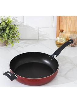 Сковорода Promo, d=28 см, пластиковая ручка, антипригарное покрытие, цвет бордовый