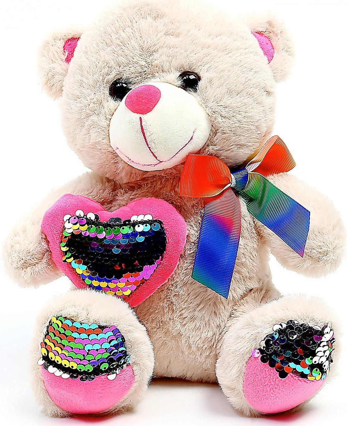 Мягкая игрушка «Мишутка», 25 см, с пайетками, цвета МИКС