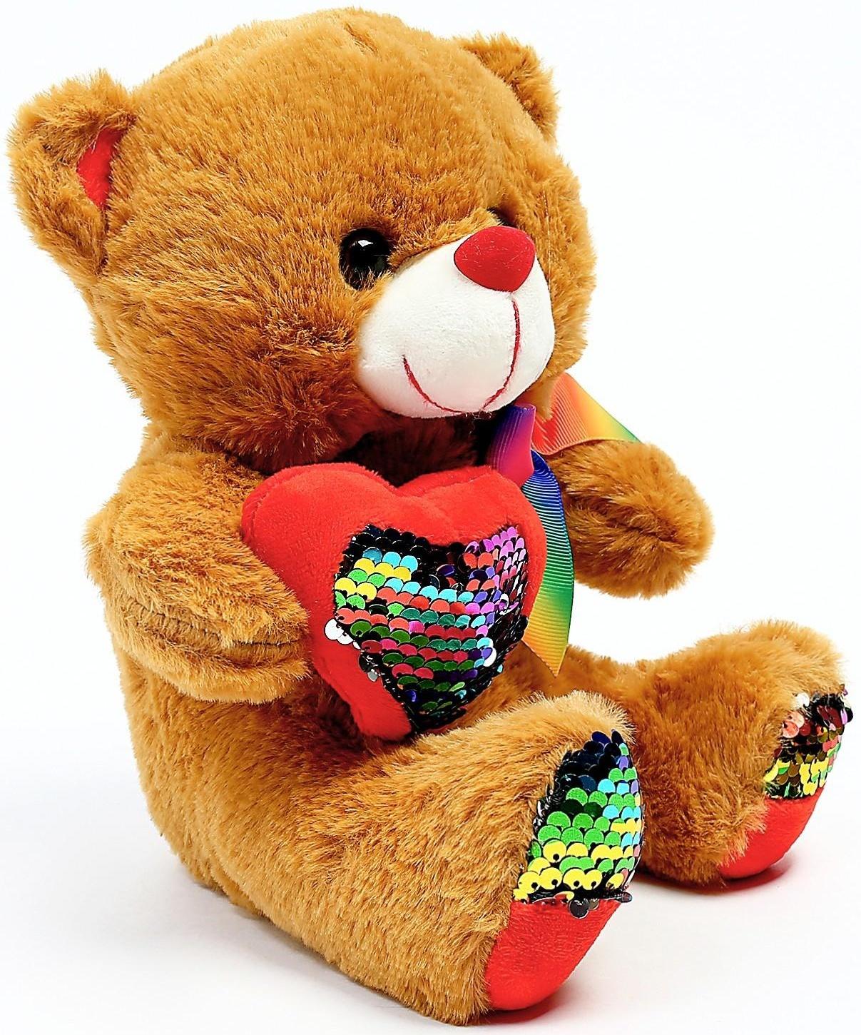 Мягкая игрушка «Мишутка», 25 см, с пайетками, цвета МИКС