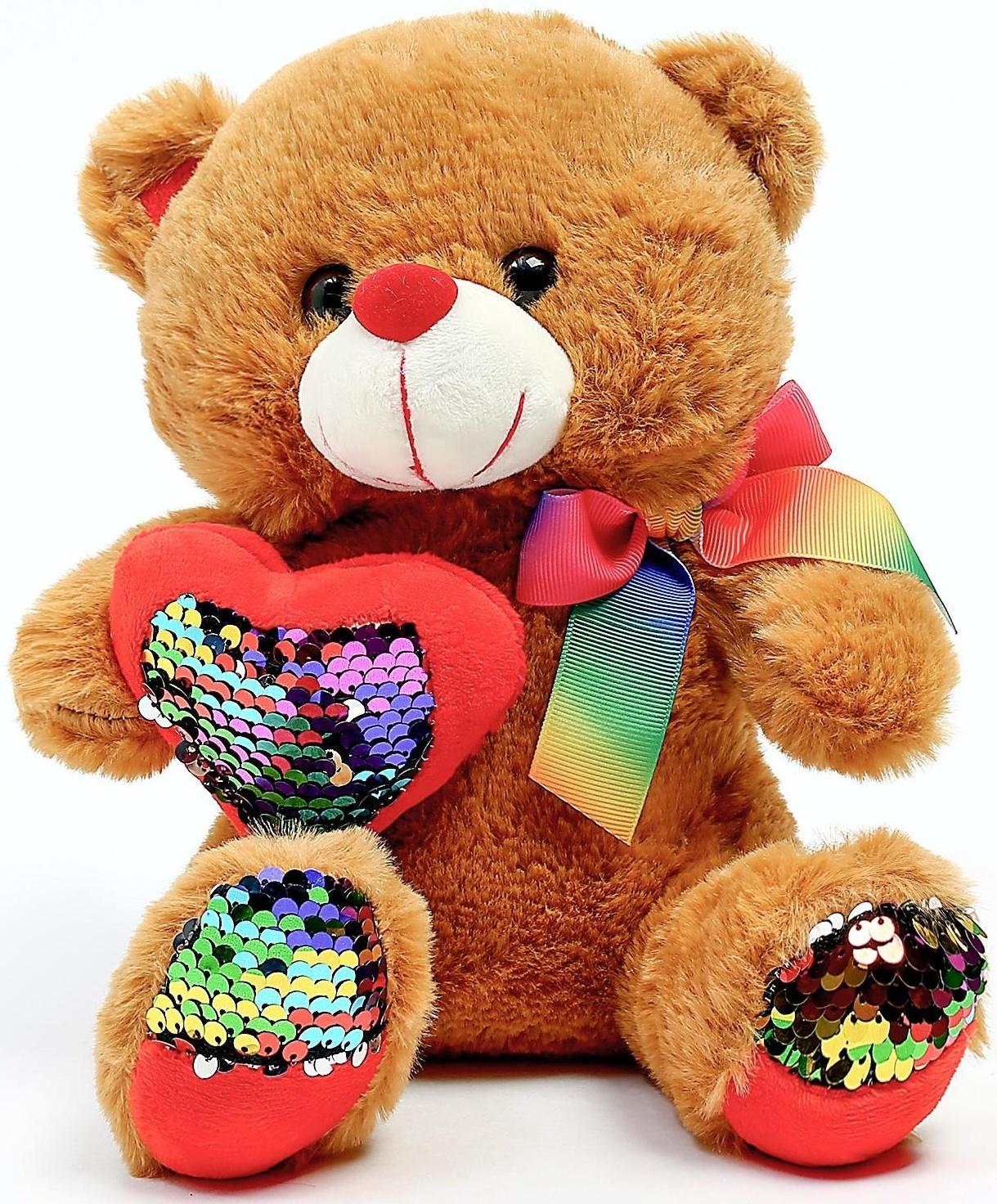 Мягкая игрушка «Мишутка», 25 см, с пайетками, цвета МИКС