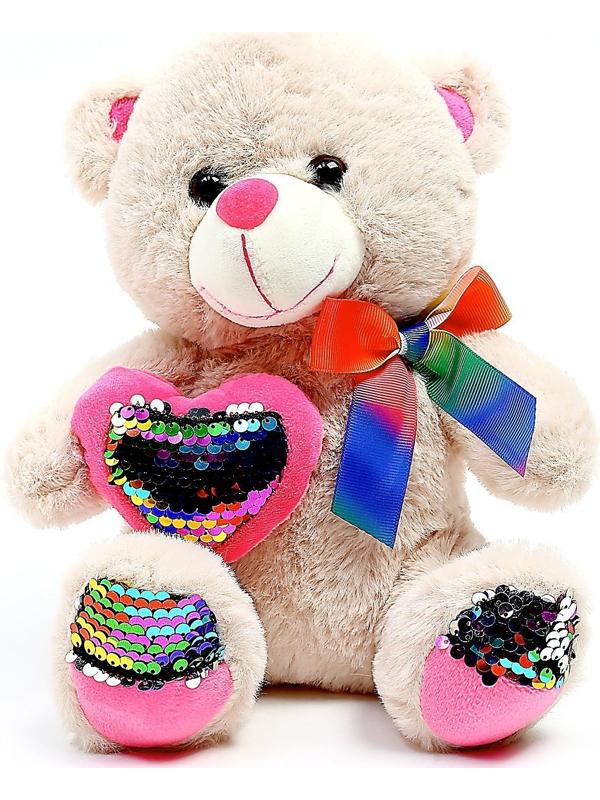 Мягкая игрушка «Мишутка», 25 см, с пайетками, цвета МИКС