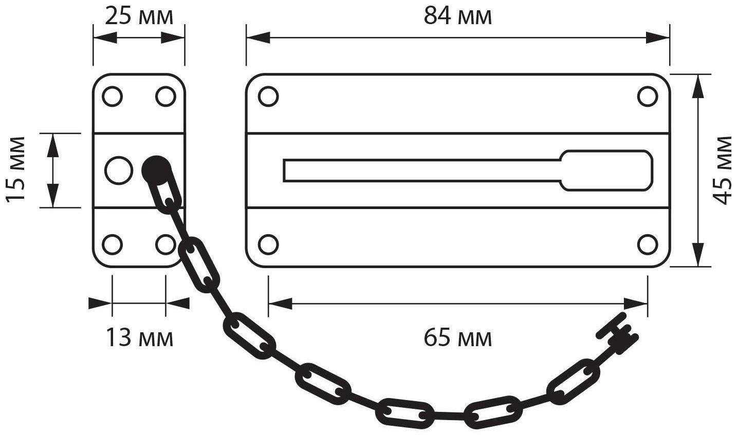 Цепочка дверная 001, цвет медь 1 шт