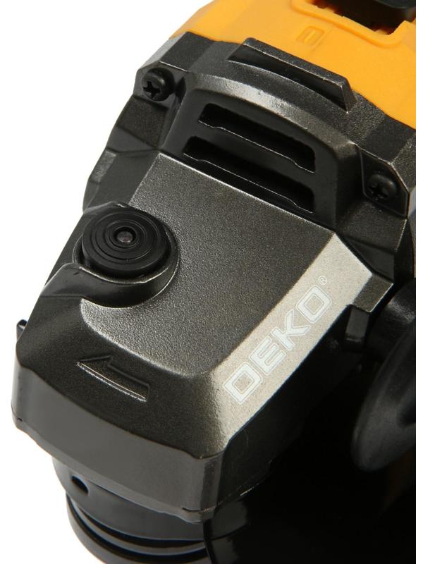 Аккумуляторная угловая шлифмашина DEKO DKAG20-125, 20 В, 2 Ач, Li-Ion, d=125х22.2 мм