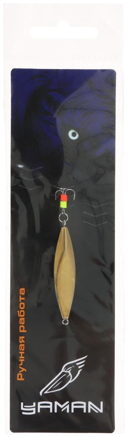 Блесна вертикальная ЯМАН Листок с тройником, размер 40 мм, вес 5.4 г, цвет никель/латунь