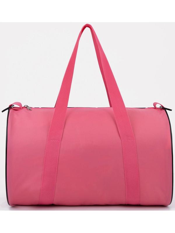 Сумка спортивная на молнии, длинный ремень, цвет чёрный/розовый