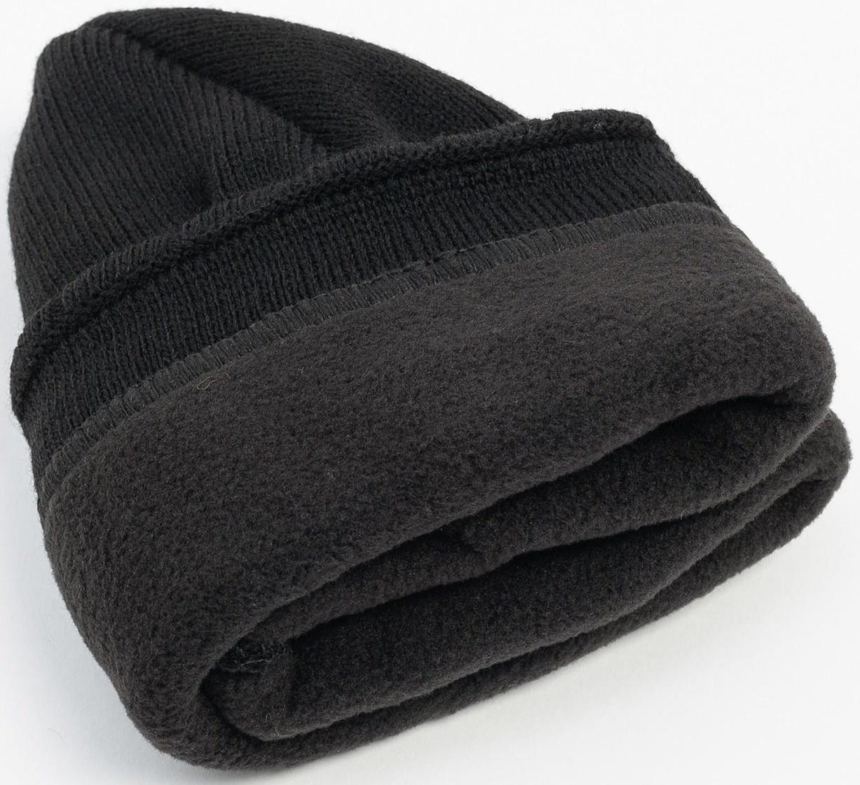 Шапка мужская с флисовым подкладом, цвет чёрный МИКС, размер 56-58