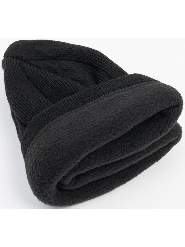 Шапка мужская с флисовым подкладом, цвет чёрный МИКС, размер 56-58