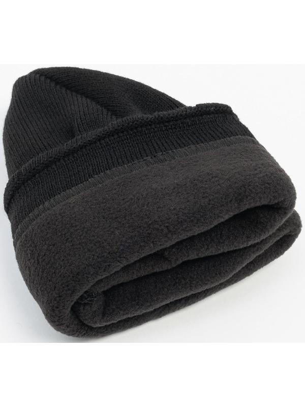Шапка мужская с флисовым подкладом, цвет чёрный МИКС, размер 56-58