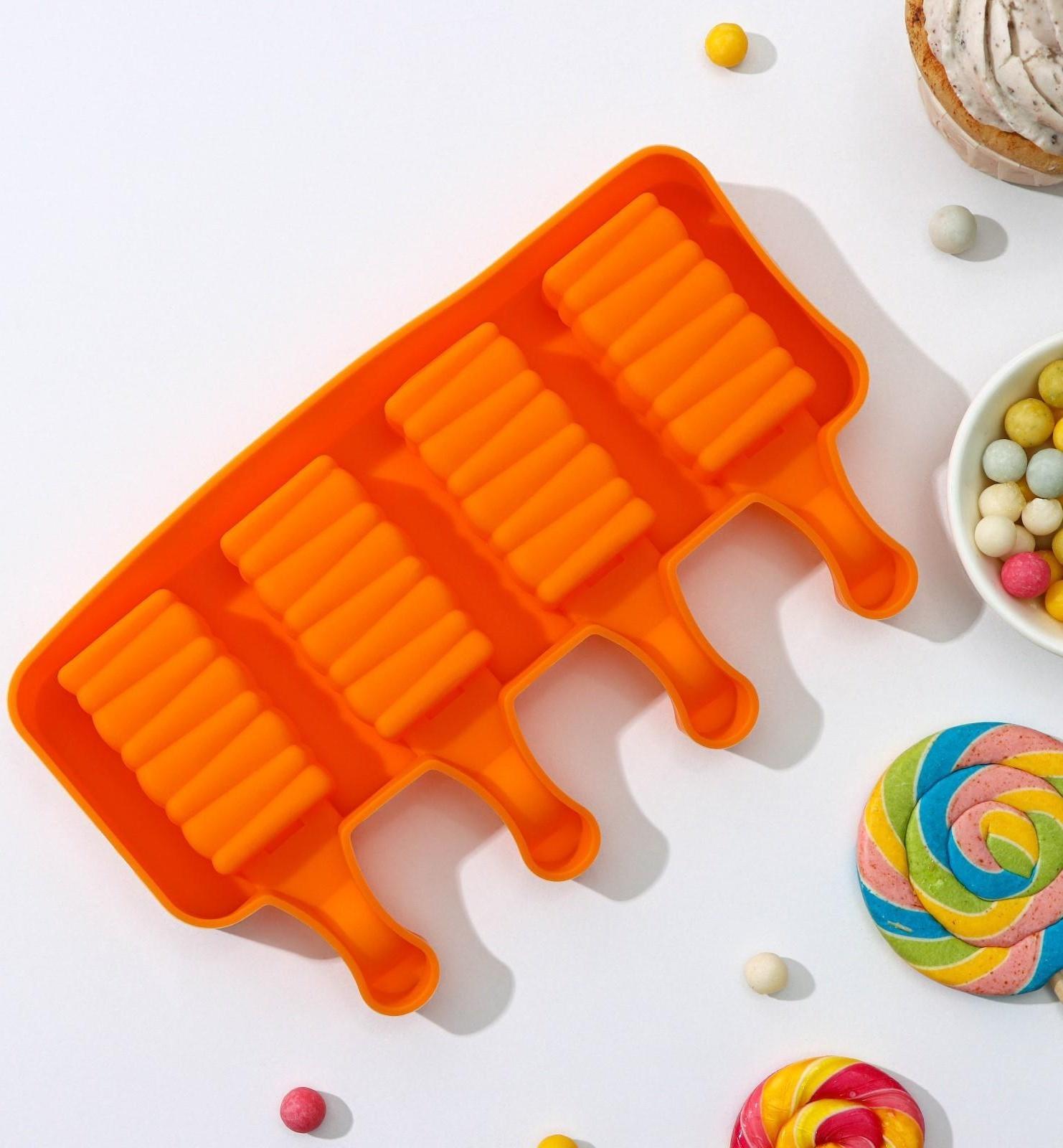 Форма для мороженого «Венеция», 19,3×11×2,4 см, 4 ячейки, 5,5×2,9 см, цвет МИКС