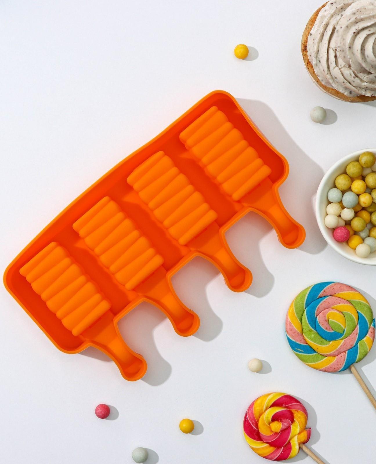 Форма для мороженого «Венеция», 19,3×11×2,4 см, 4 ячейки, 5,5×2,9 см, цвет МИКС