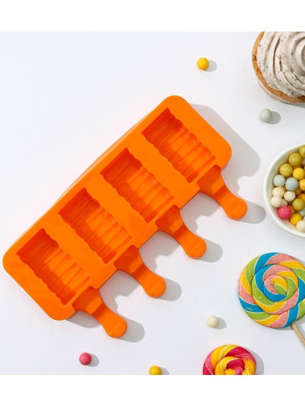 Форма для мороженого «Венеция», 19,3×11×2,4 см, 4 ячейки, 5,5×2,9 см, цвет МИКС