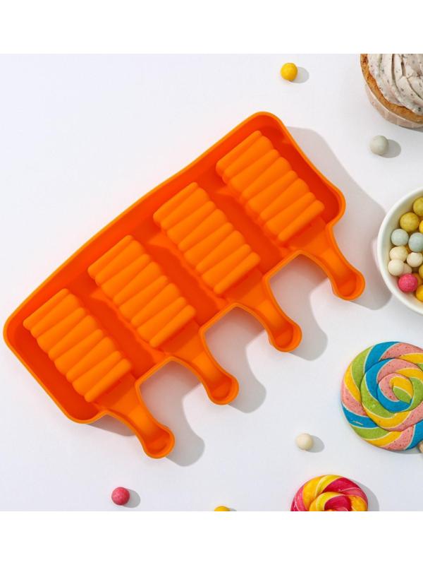 Форма для мороженого «Венеция», 19,3×11×2,4 см, 4 ячейки, 5,5×2,9 см, цвет МИКС