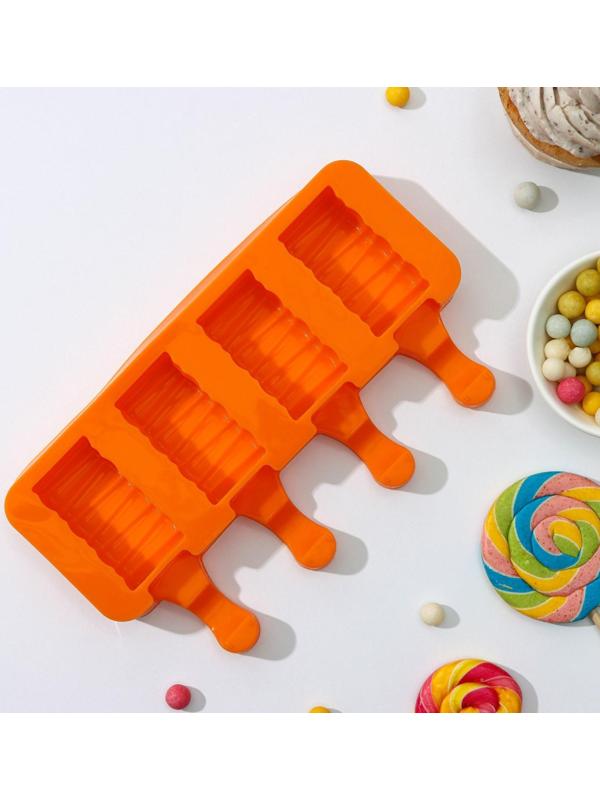 Форма для мороженого «Венеция», 19,3×11×2,4 см, 4 ячейки, 5,5×2,9 см, цвет МИКС