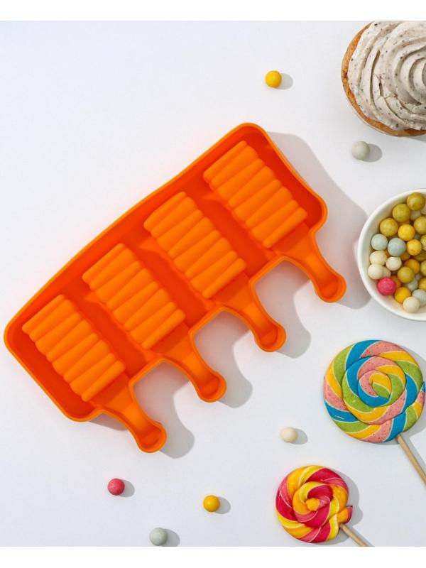 Форма для мороженого «Венеция», 19,3×11×2,4 см, 4 ячейки, 5,5×2,9 см, цвет МИКС