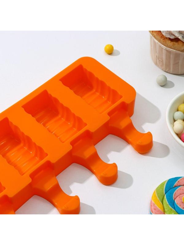 Форма для мороженого «Венеция», 19,3×11×2,4 см, 4 ячейки, 5,5×2,9 см, цвет МИКС