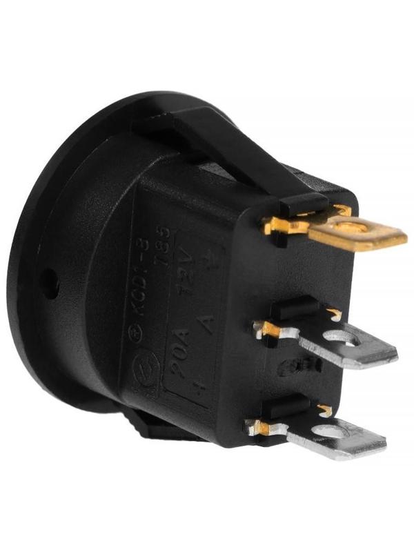 Переключатель влагозащищенный круглый синий с подсветкой, 250 В, 6 А, 3 контакта