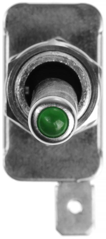Тумблер однополюсный М5 с зелёной LED индикацией, 12 В, 20 A, 3 контакта