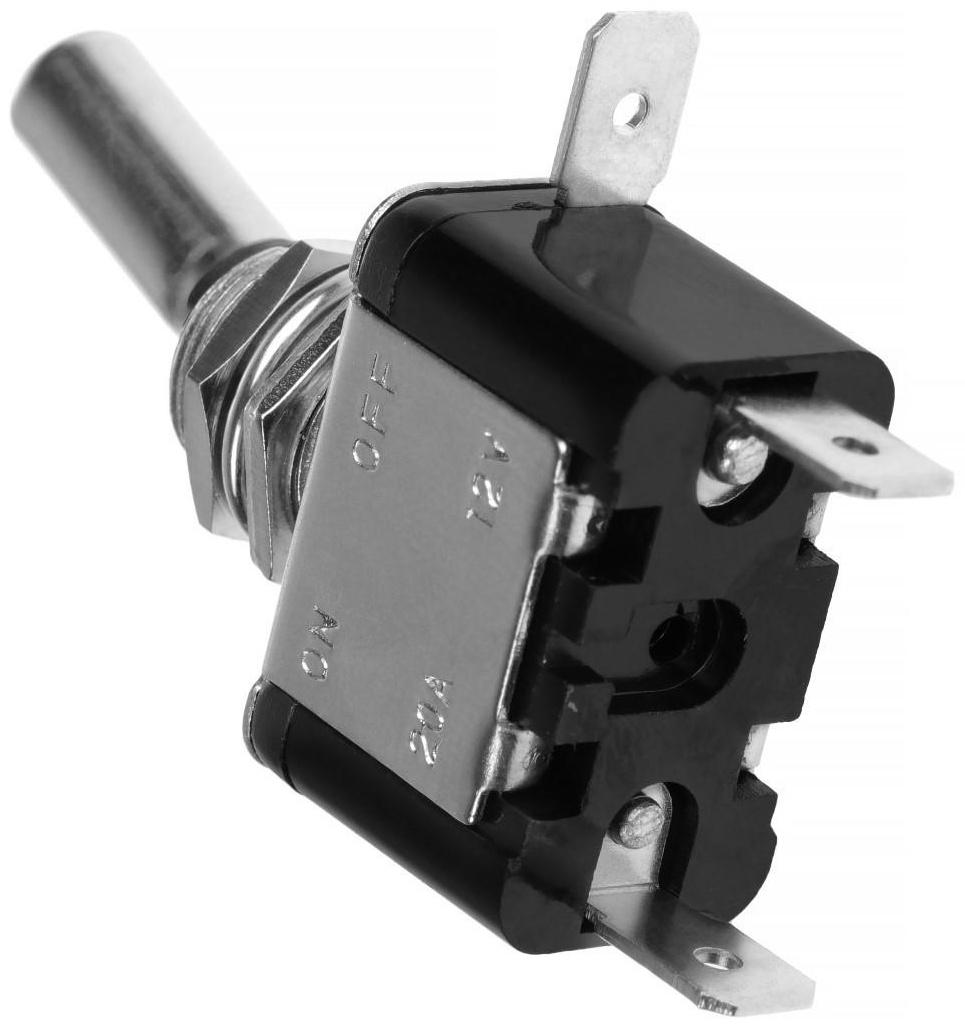 Тумблер однополюсный М5 с красной LED индикацией, 12 В, 20 A, 3 контакта