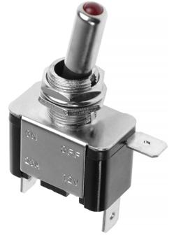 Тумблер однополюсный М5 с красной LED индикацией, 12 В, 20 A, 3 контакта
