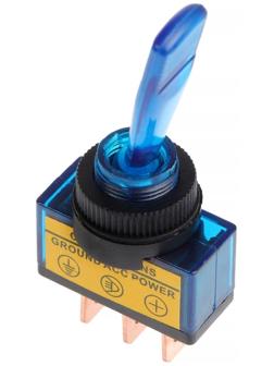 Тумблер однополюсный с синей LED индикацией, 12 В, 20 A, 3 контакта 7344060