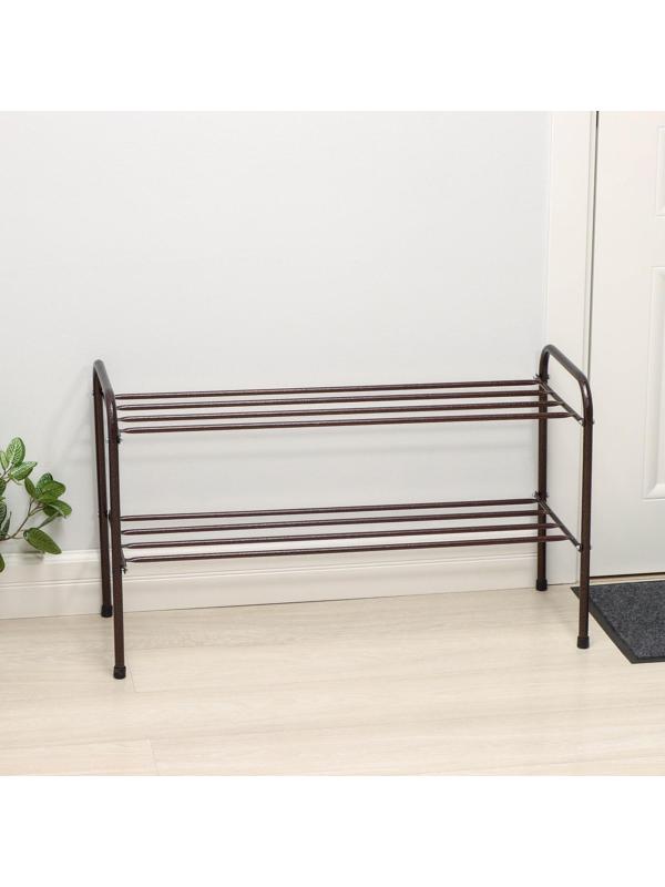Подставка для обуви, 2 яруса, 82,5×32×48,5 см, цвет медный антик