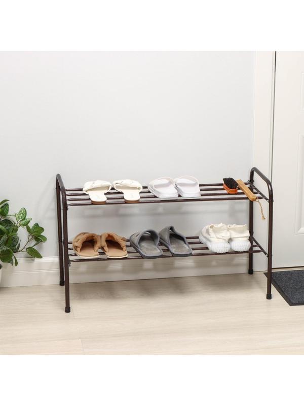 Подставка для обуви, 2 яруса, 82,5×32×48,5 см, цвет медный антик