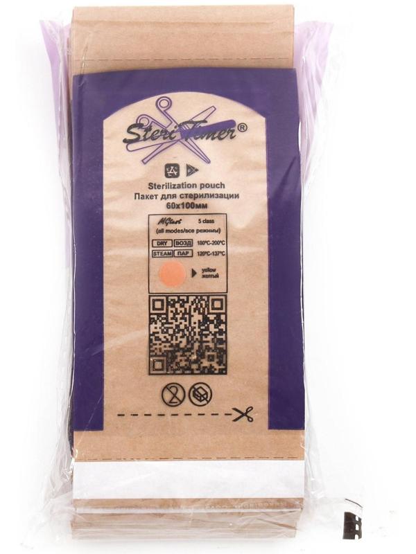 Пакет комбинированный SteriTimer для пар. и воздуш. стерилизации, самоклеющийся 60 х 100 мм