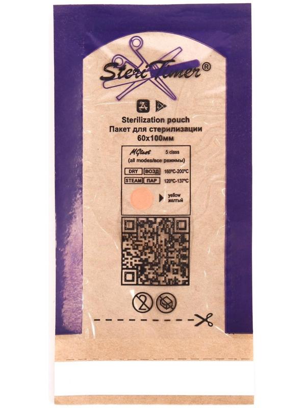 Пакет комбинированный SteriTimer для пар. и воздуш. стерилизации, самоклеющийся 60 х 100 мм