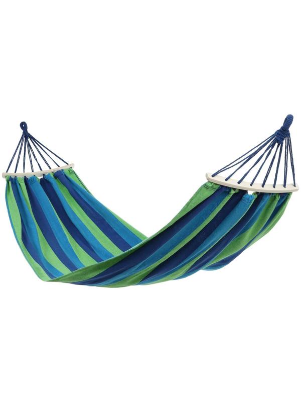 Гамак 200 х 80 см, дерево, цвет синий/зелёный