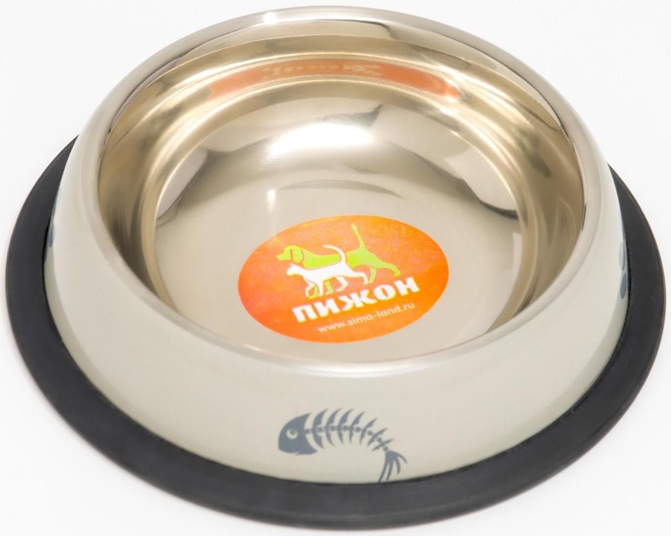 Миска с нескользящим основанием с принтом, 225 мл, серая