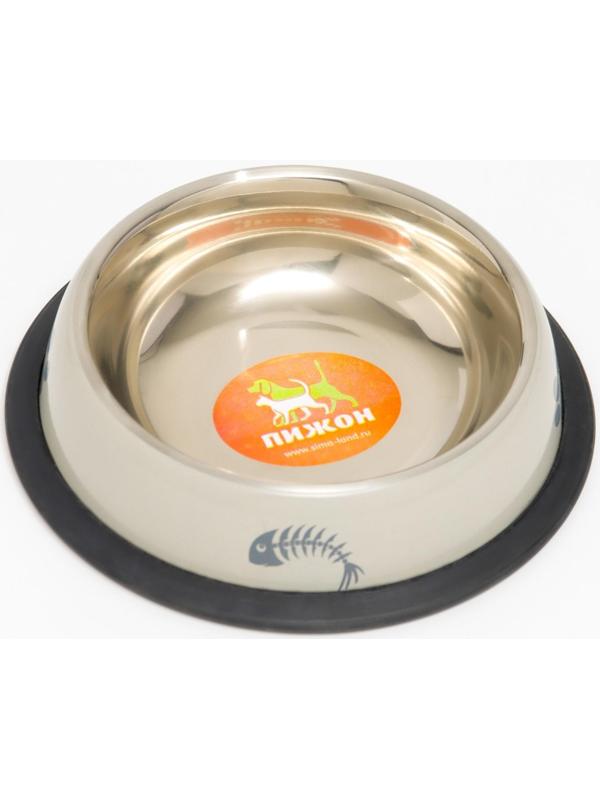 Миска с нескользящим основанием с принтом, 225 мл, серая