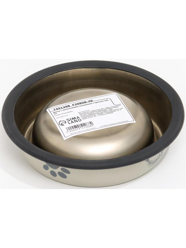 Миска с нескользящим основанием с принтом, 225 мл, серая