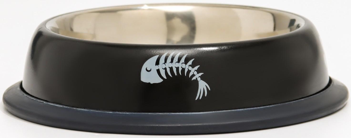 Миска с нескользящим основанием с принтом, 225 мл, чёрная