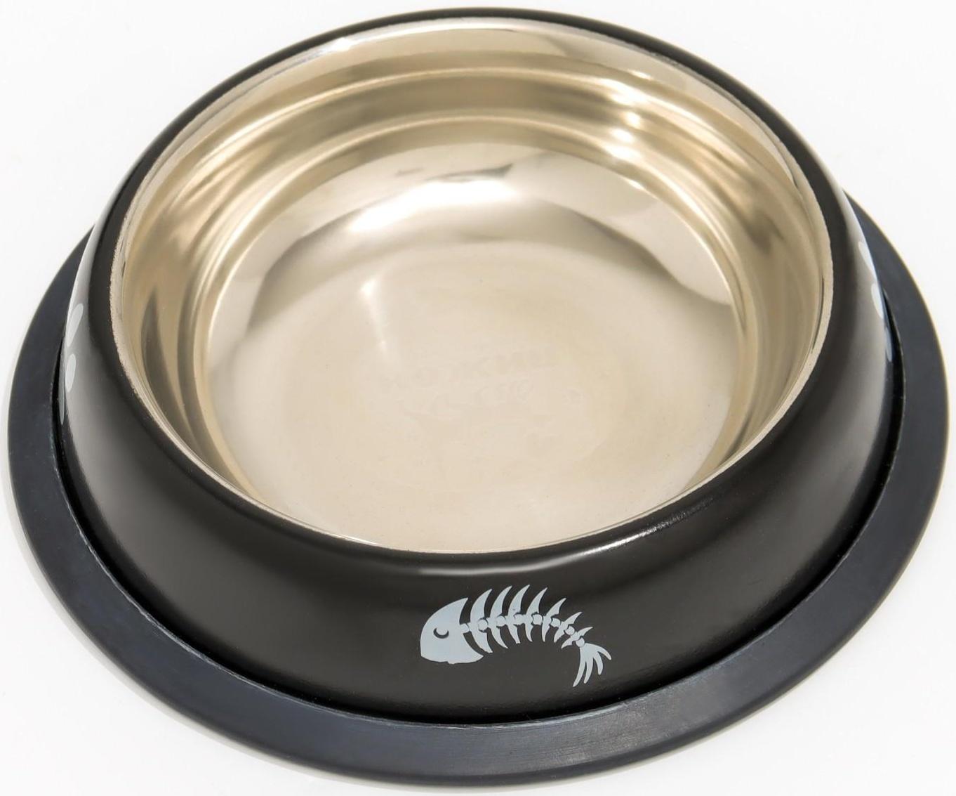 Миска с нескользящим основанием с принтом, 225 мл, чёрная