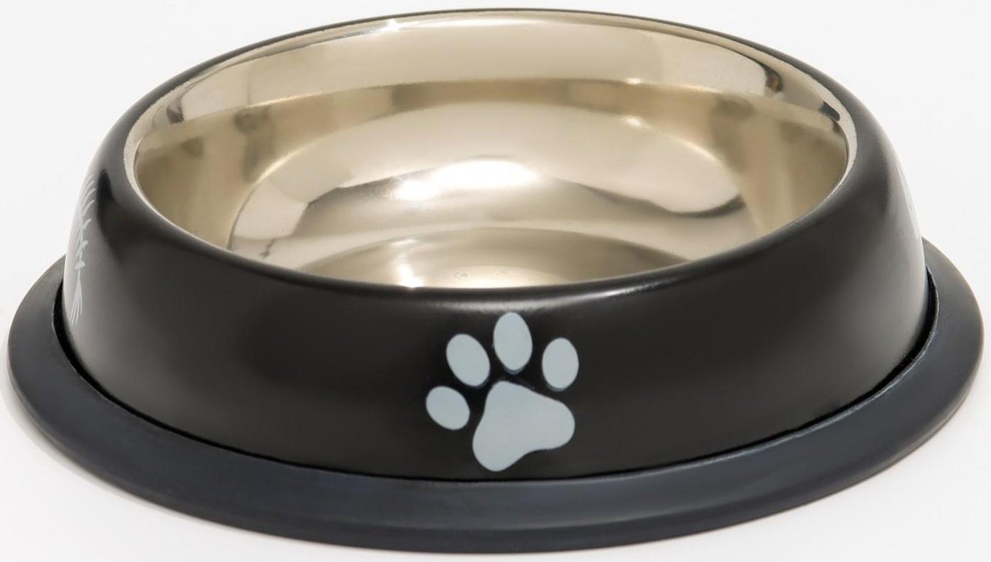 Миска с нескользящим основанием с принтом, 225 мл, чёрная