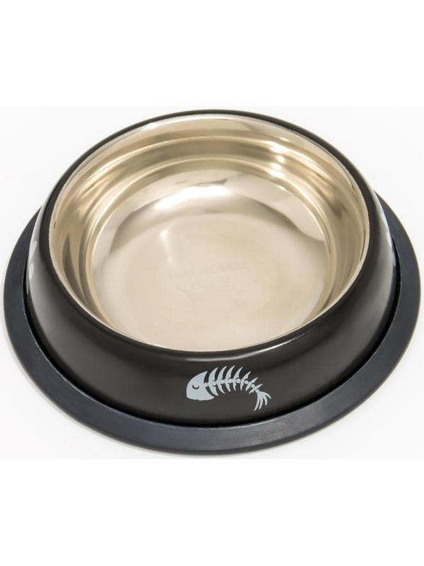 Миска с нескользящим основанием с принтом, 225 мл, чёрная