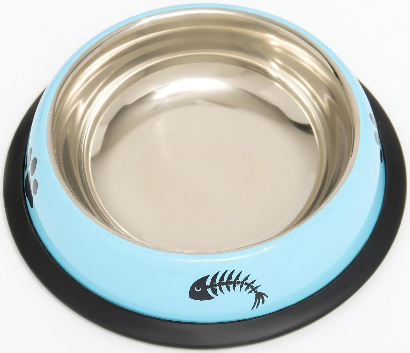 Миска с нескользящим основанием с принтом, 225 мл, голубая