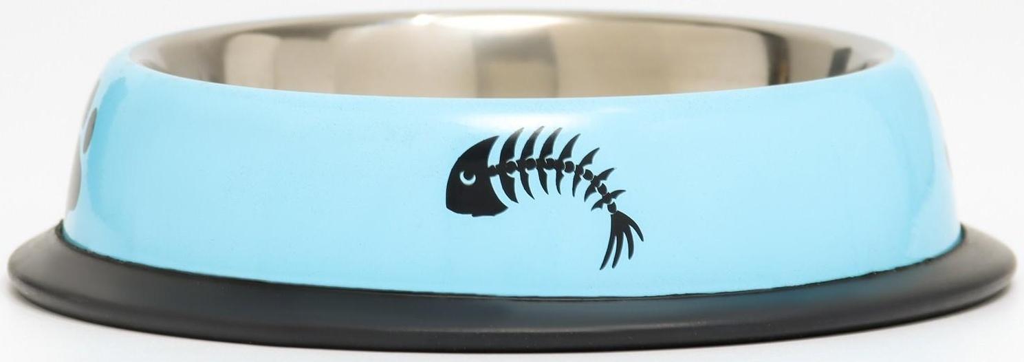 Миска с нескользящим основанием с принтом, 225 мл, голубая