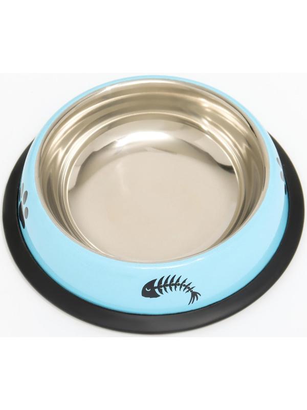 Миска с нескользящим основанием с принтом, 225 мл, голубая