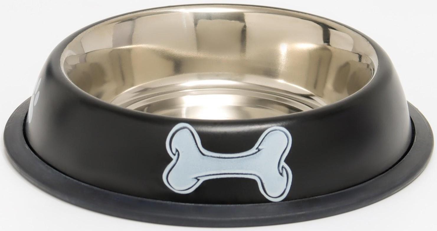 Миска с нескользящим основанием с принтом, 445 мл, чёрная