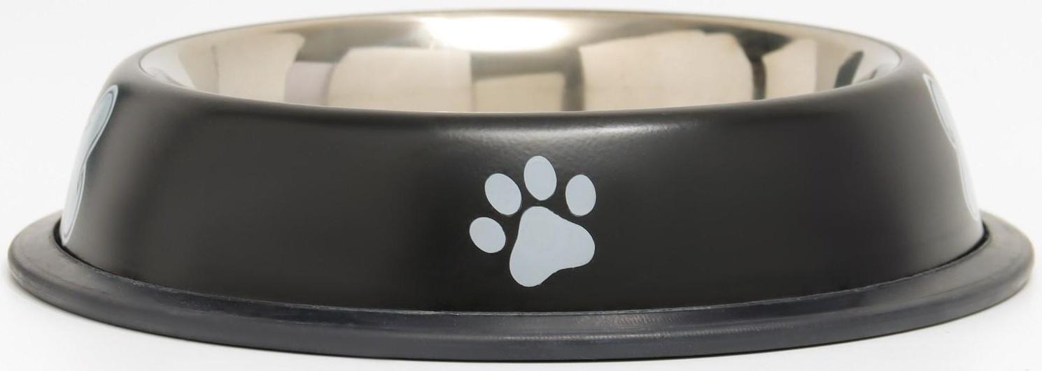 Миска с нескользящим основанием с принтом, 445 мл, чёрная